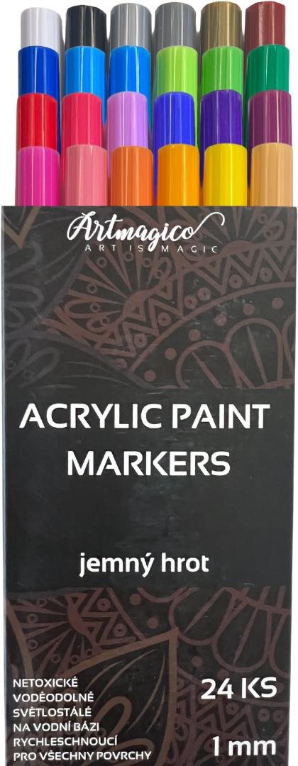 Artmagico Akrylový popisovač s jemným hrotem (1 mm) 24 ks