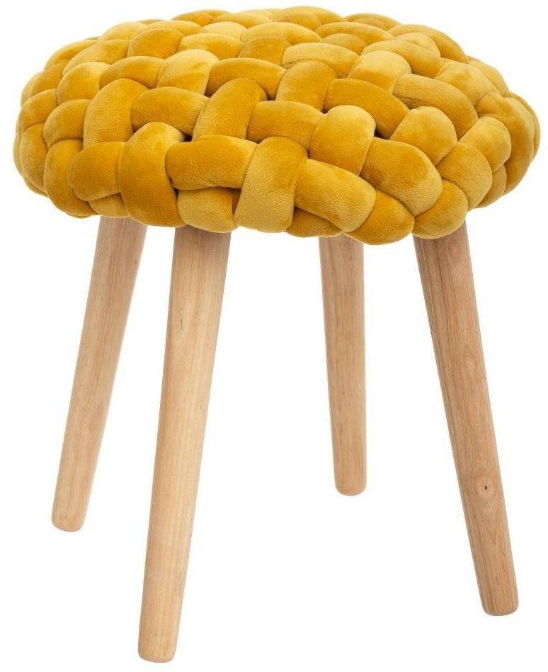 Atmosphera Stolička Cosy s kostkovaným sedadlem, průměr 43 cm, žlutá