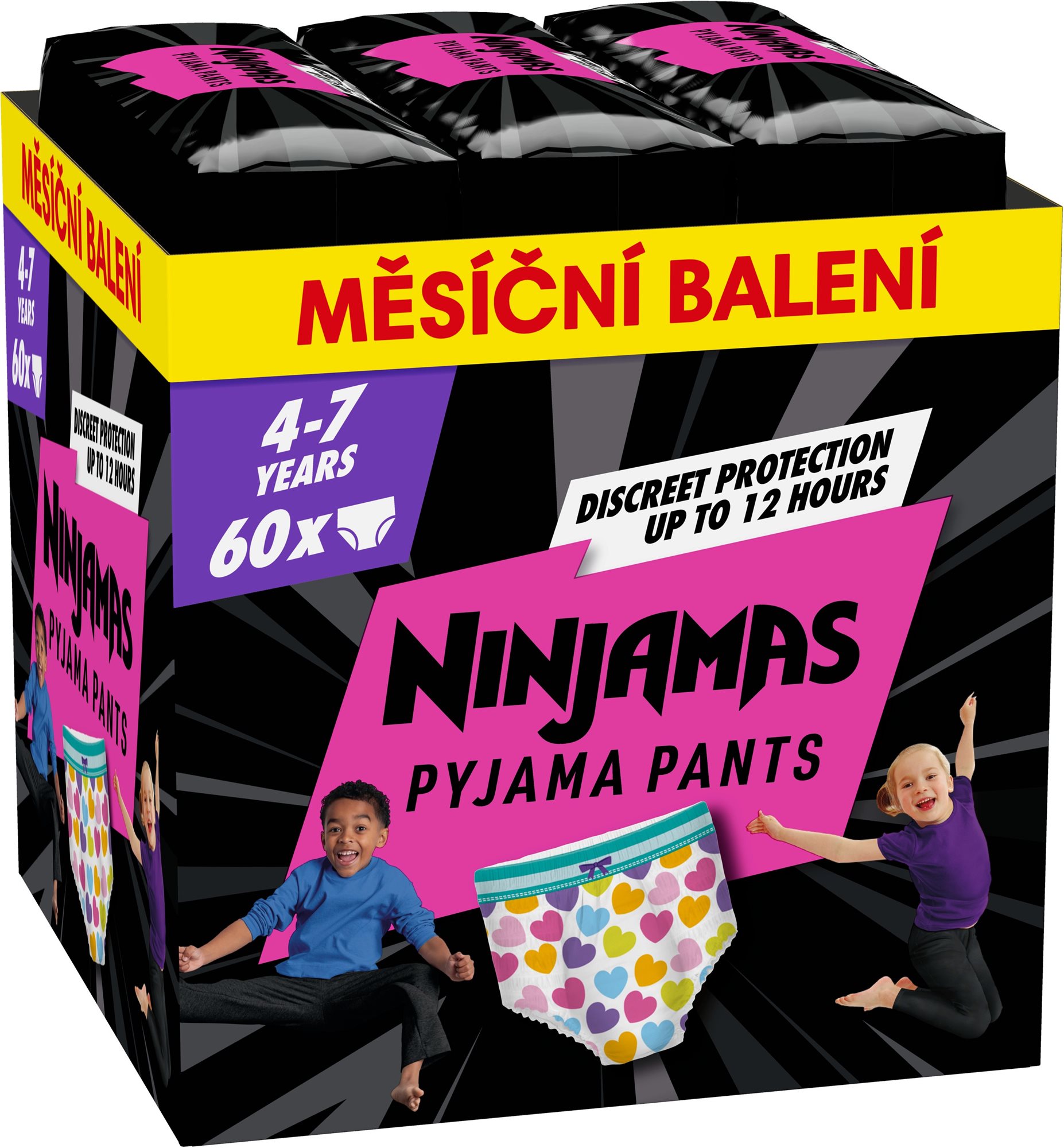 PAMPERS Ninjamas Pyjama Pants Srdíčka 4 – 7 let (60 ks)