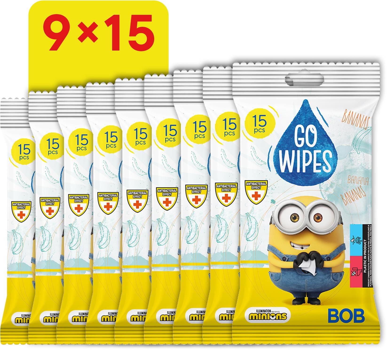 GoWipes vlhčené antibakteriální ubrousky Mimoň 9× 15 ks (135 ks)
