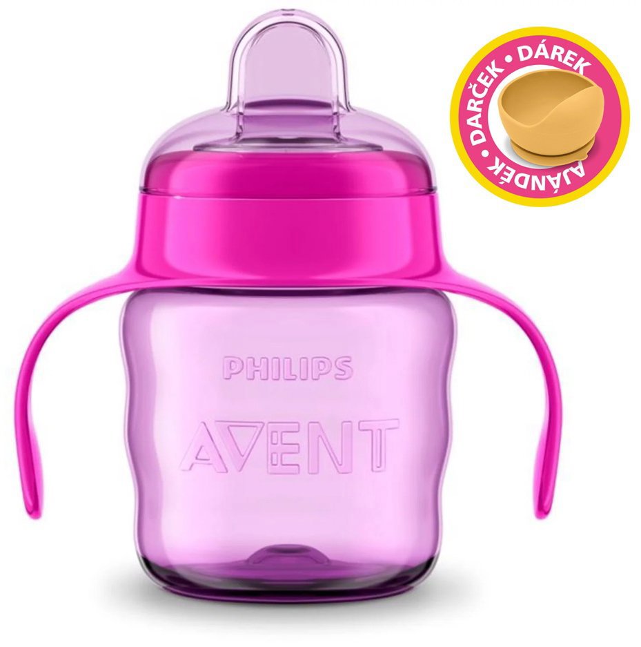 Philips AVENT Hrneček pro první doušky Classic 200 ml dívka + dárek Petite&Mars miska 6m+
