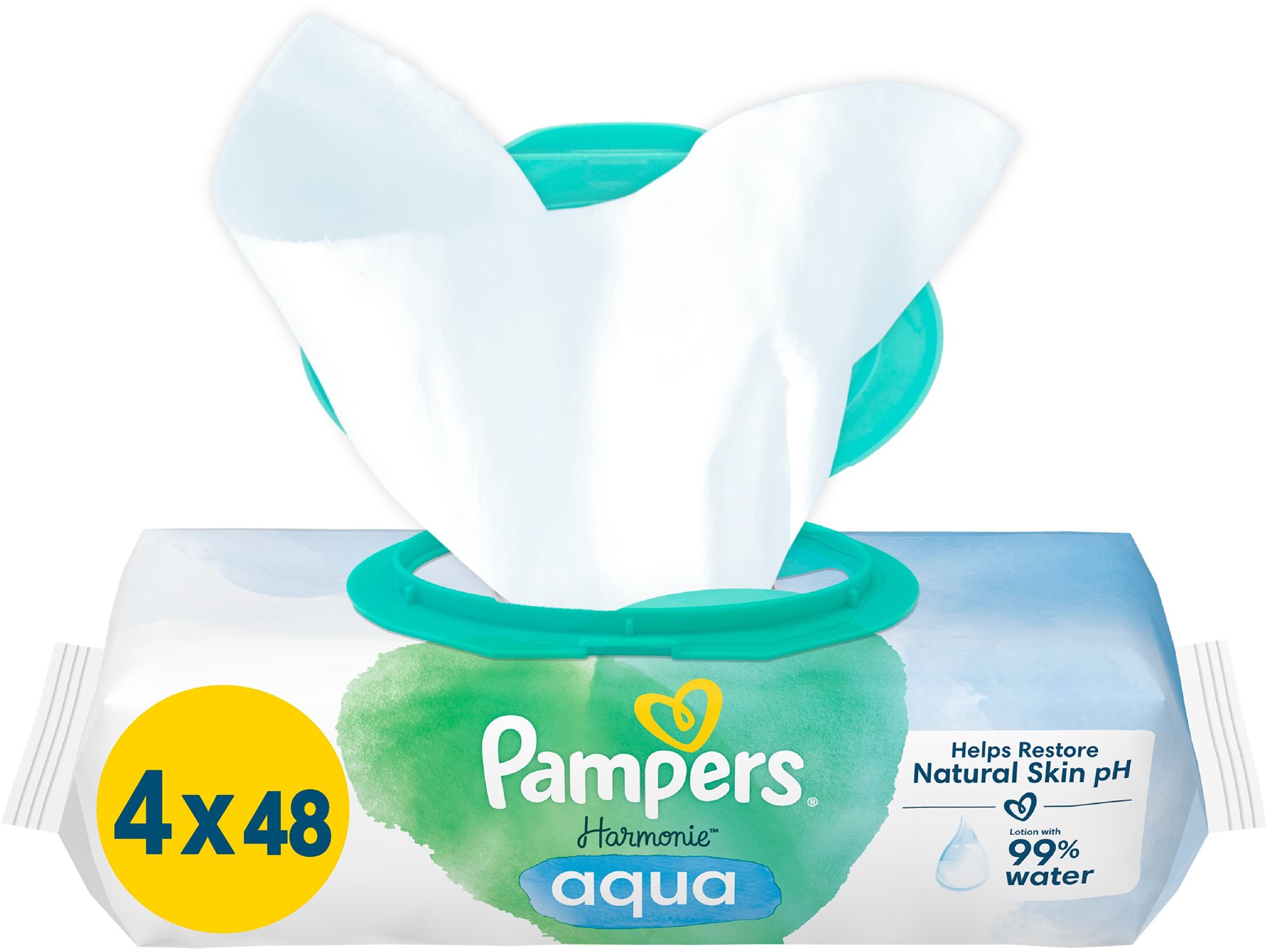 PAMPERS Harmonie Aqua vlhčené ubrousky Plastic Free 4x48ks