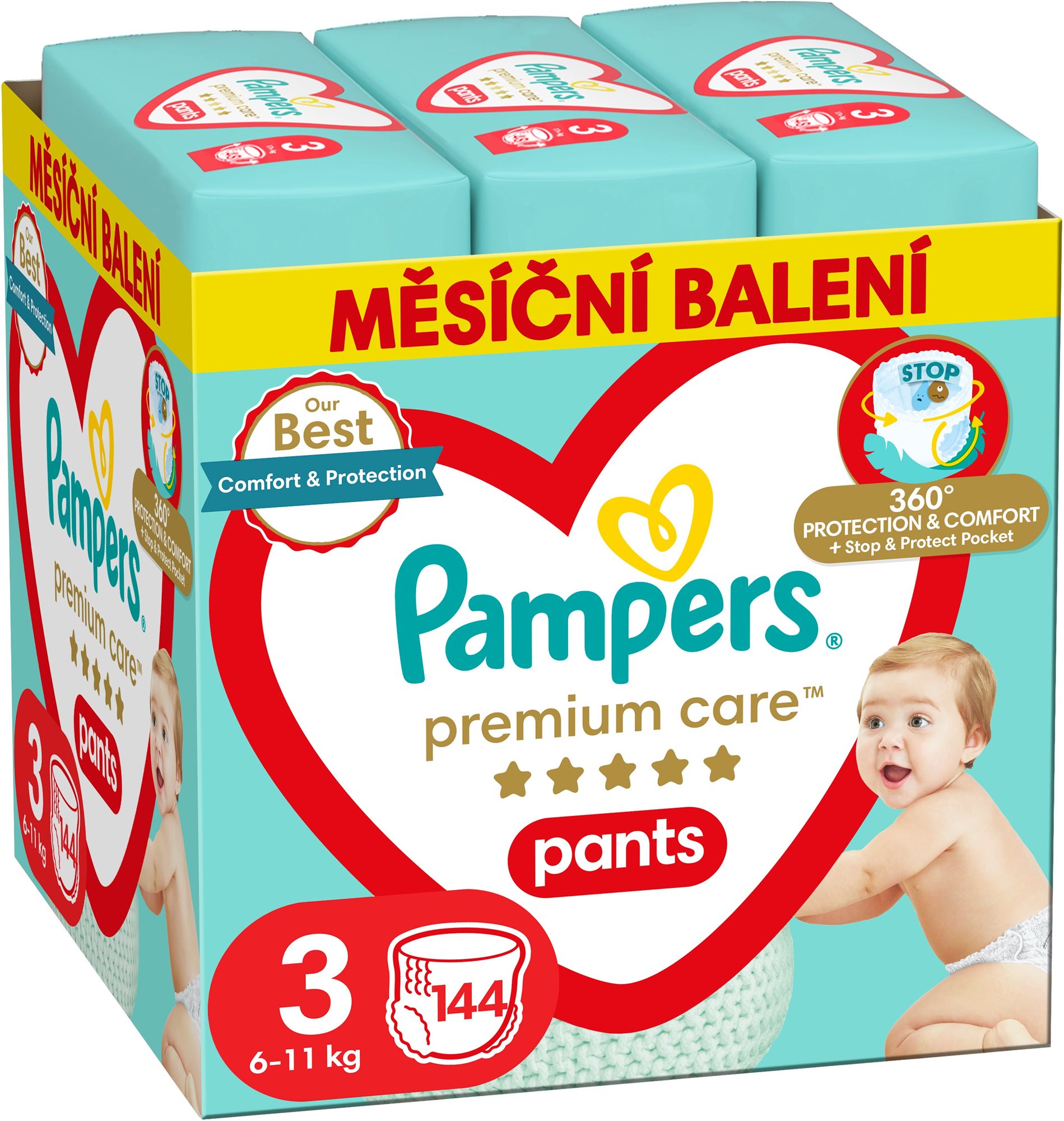 PAMPERS Premium Care Pants Vel. 3 (144 ks)