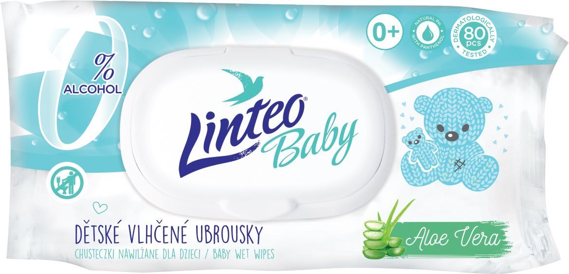 LINTEO BABY Vlhčené ubrousky s Aloe vera 80 ks