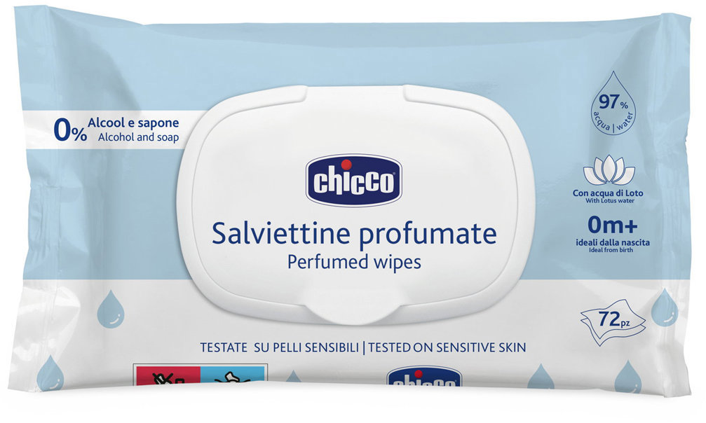 CHICCO Dětské vlhčené ubrousky jemně parfémované 72 ks