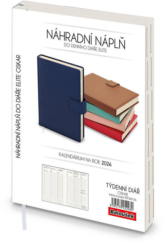 Baloušek Tisk Oskar Manager náhradní náplň do týdenního diáře 2026, A5, 14,3 × 20,5 cm