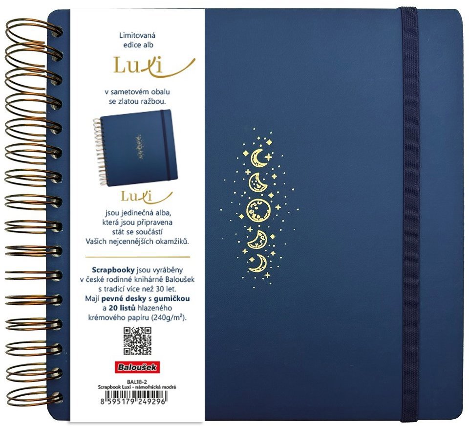 BALOUŠEK TISK Scrapbook Luxi, 210 × 210 mm, lamino, námořnicky modré