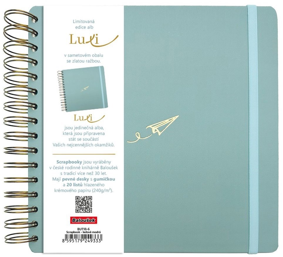BALOUŠEK TISK Scrapbook Luxi, 210 × 210 mm, lamino, ledově modré