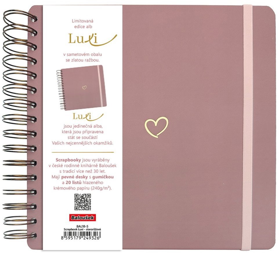 BALOUŠEK TISK Scrapbook Luxi, 210 × 210 mm, lamino, starorůžové