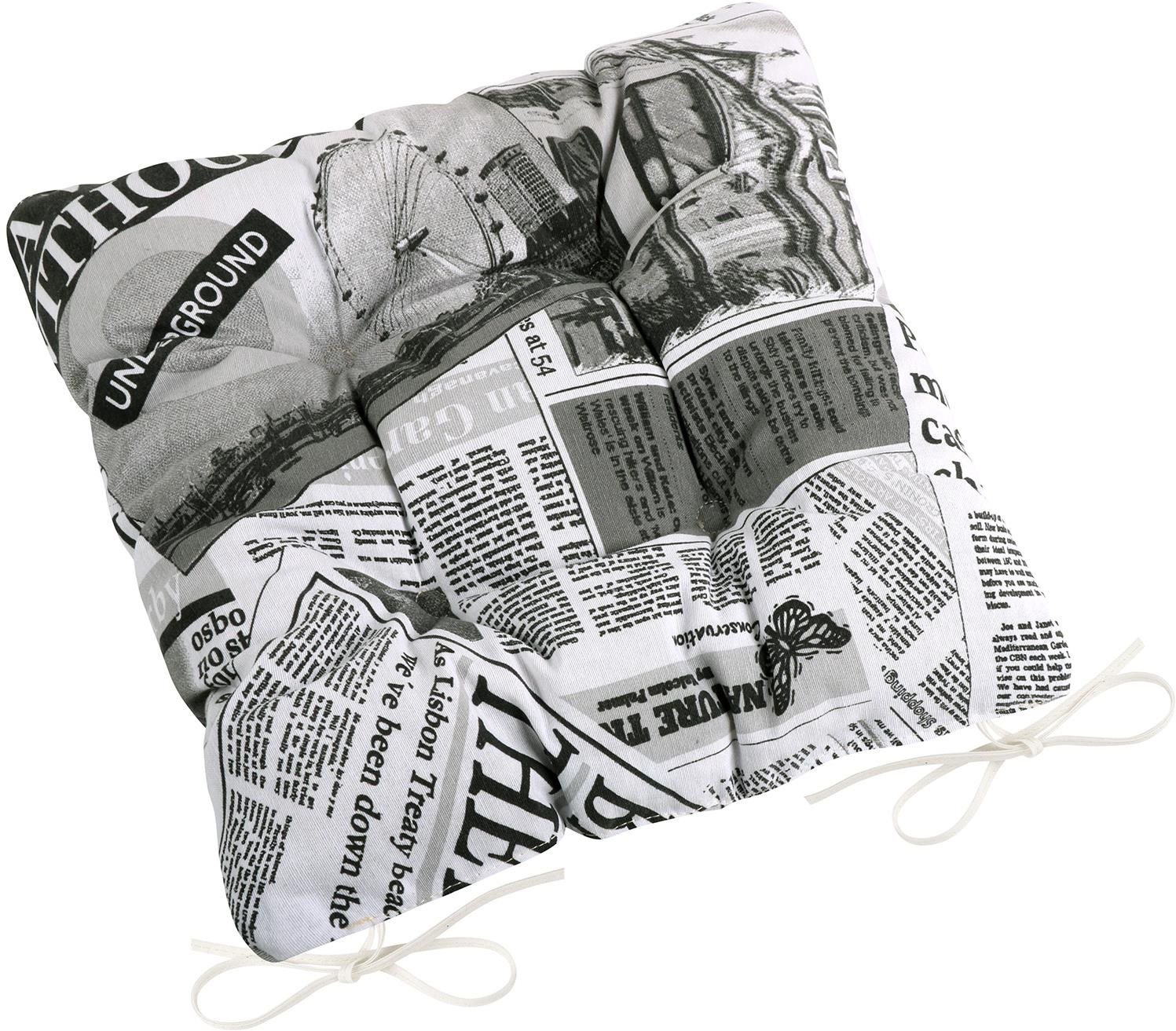 BELLATEX Sedák EMA 41/566 prošívaný 40 × 40 cm Noviny černobílé