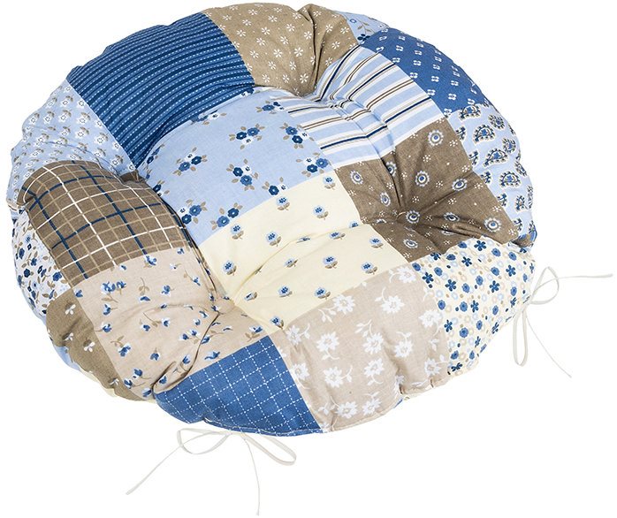 BELLATEX Adéla Sedák 62/240 kulatý prošívaný prům. 40 cm patchwork modrý
