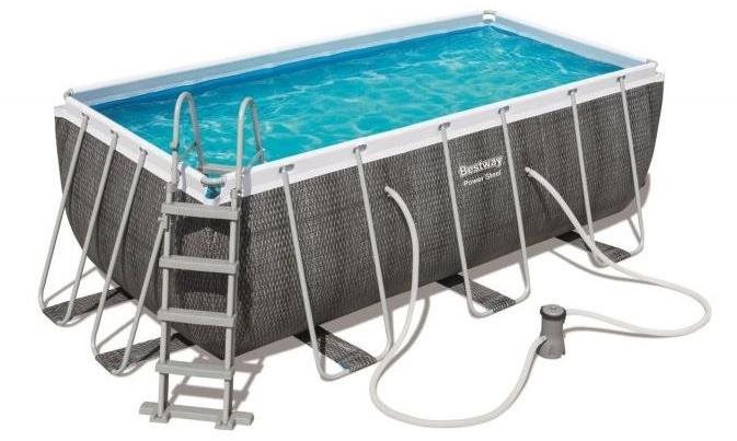 BESTWAY Bazén s konstrukcí Power Steel Rattan 4,12 × 2,01 × 1,22m