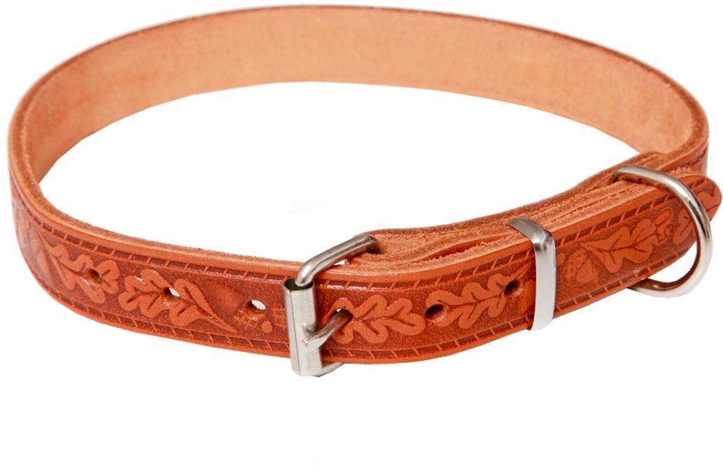 Bafpet Kožený obojek Grazl zdobený - Koňak, 18mm × 50cm /36-45/ 14104V