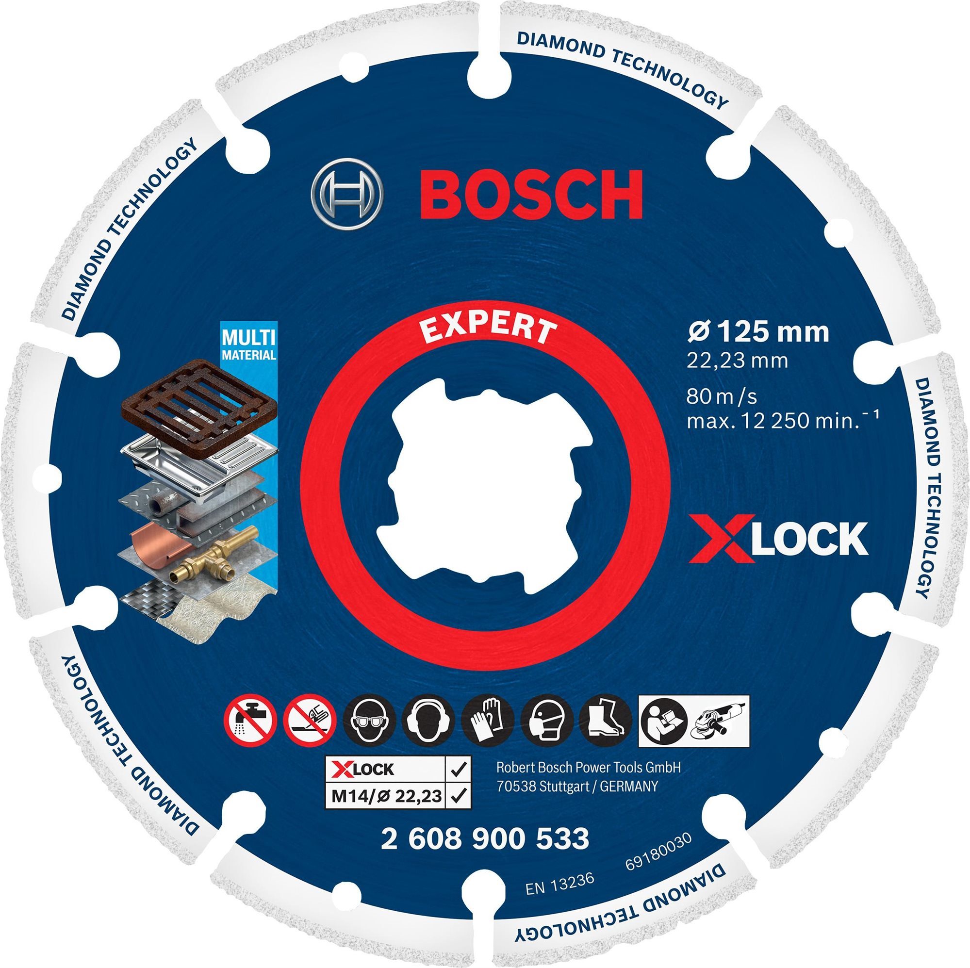 BOSCH Diamantový řezací kotouč EXPERT Diamond Metal Wheel X-LOCK 125 × 22,23 mm 2.608.900.533