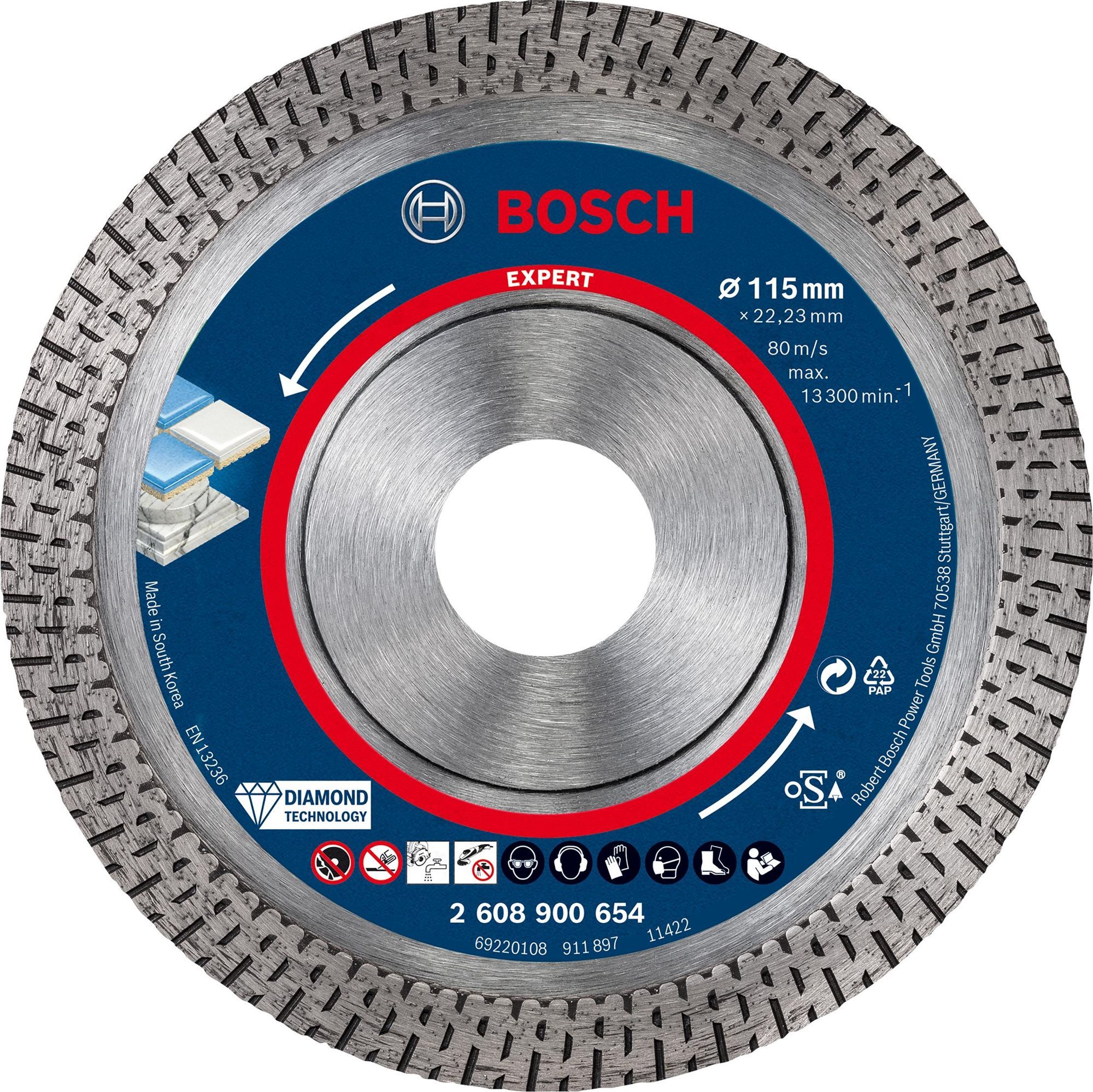 BOSCH Diamantový řezný kotouč EXPERT HardCeramic 115 × 22,23 × 1,4 × 10 mm 2.608.900.654