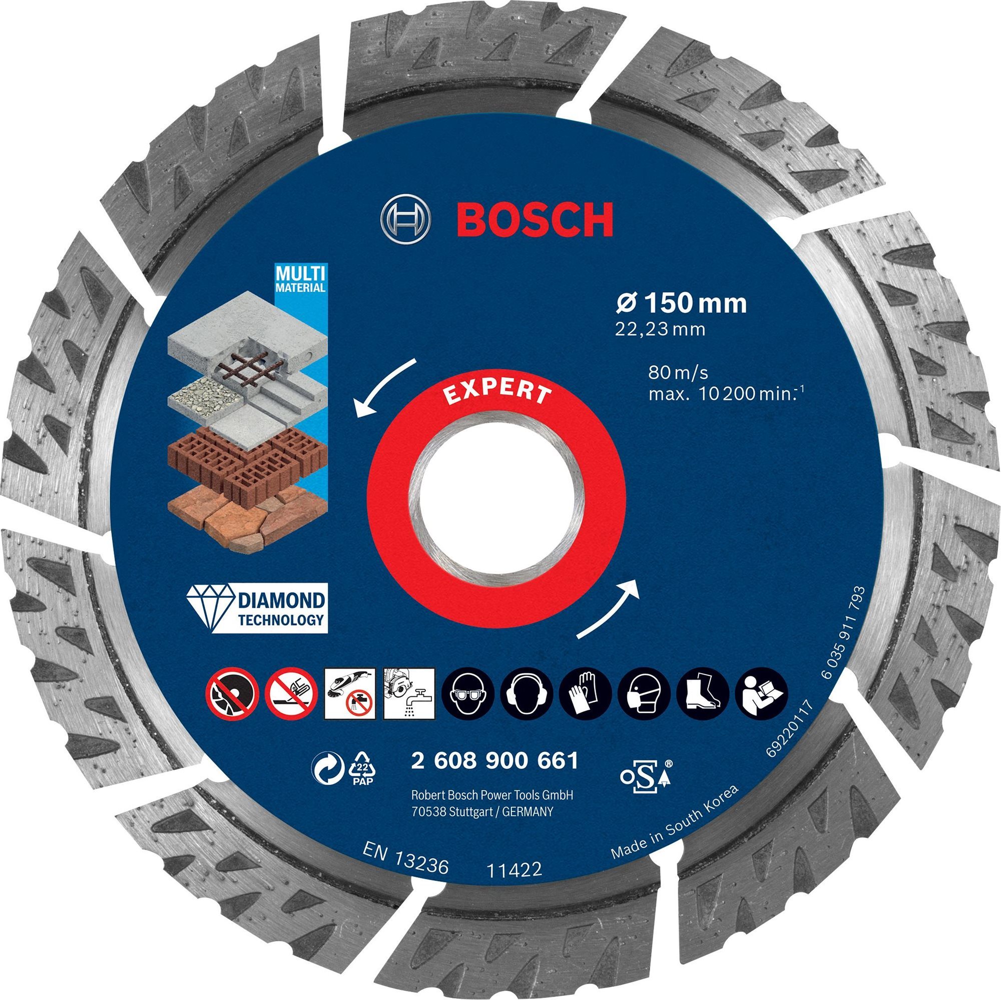 BOSCH Diamantový řezný kotouč EXPERT MultiMaterial 150 × 22,23 × 2,4 × 12 mm 2.608.900.661