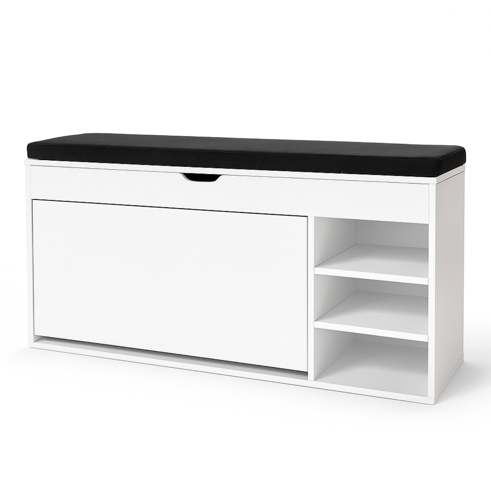 BOXIMO Gradia Botník se sedákem a výsuvnými policemi 100 × 34 × 50 cm, bílý