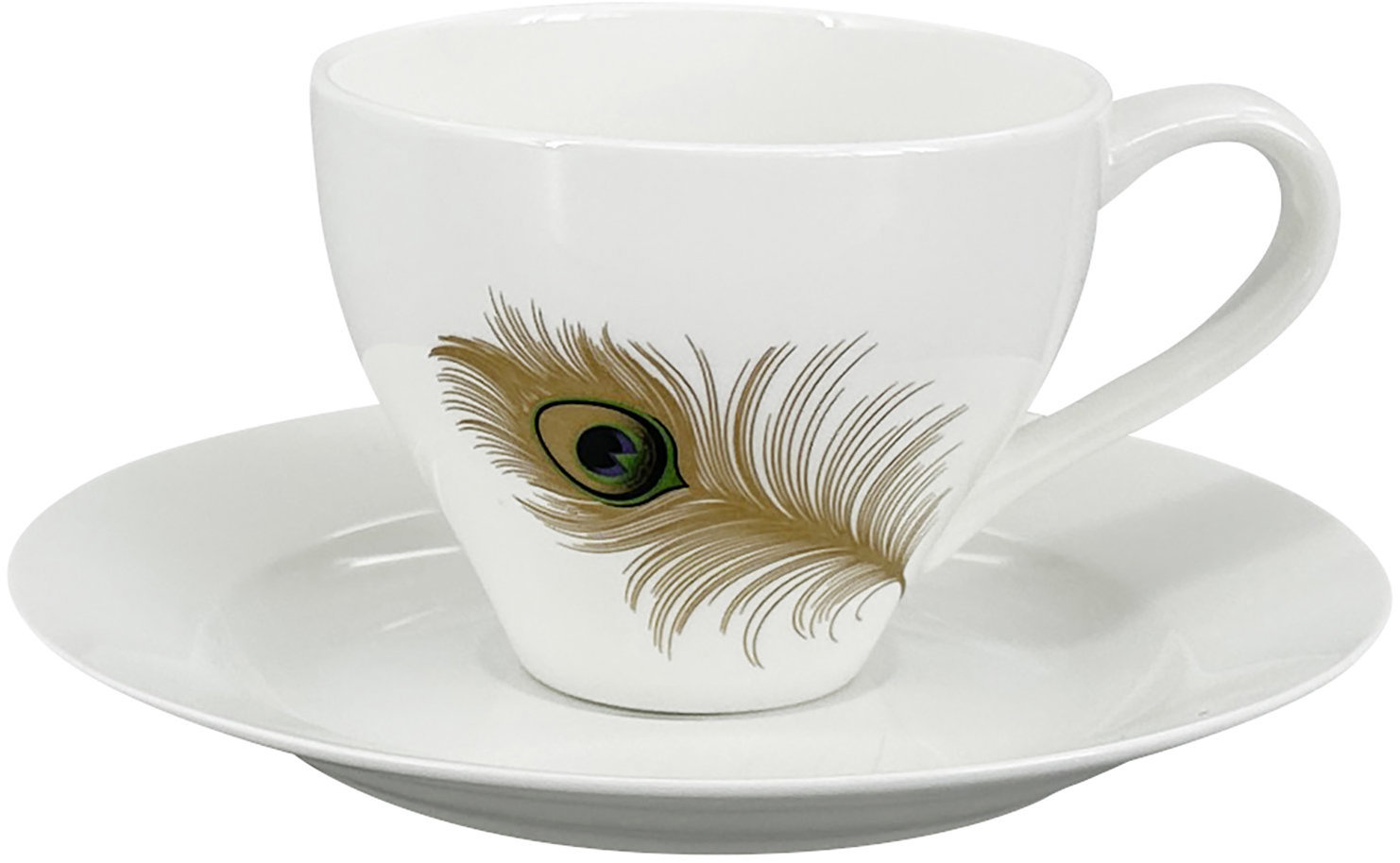 by inspire Porcelánový šálek s podšálkem Elano Pavone 200 ml, větší peříčka