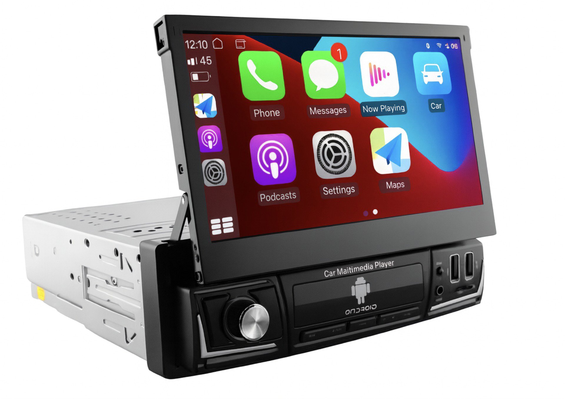 HIZPO Výsuvné 1DIN Autorádio s Android, GPS Navigace, Bluetooth, WiFi, ISO připojení