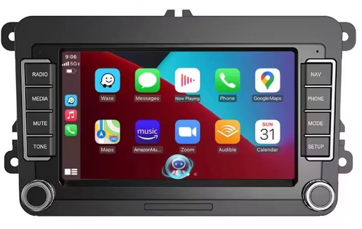 Essgoo Autorádio 4 GB Volkswagen Passat, Golf, Transporter T6, Škoda, Seat CarPlay, Android Auto GPS