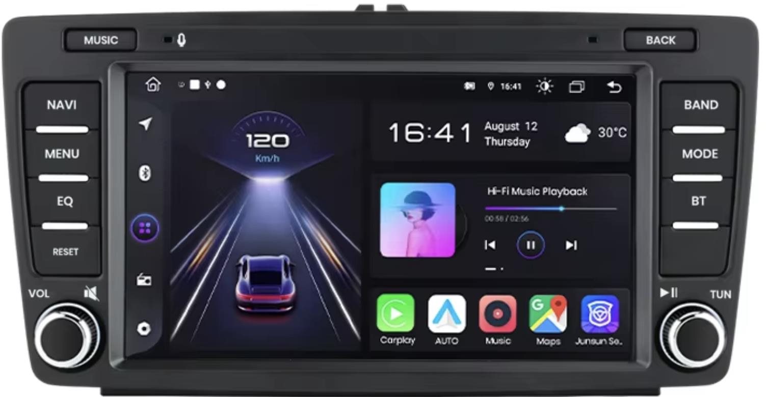 MEKEDE Autorádio Škoda Octavia 2 II 2004-2013 CarPlay, Android Auto 2+32 GB, bez potřeby rámečku