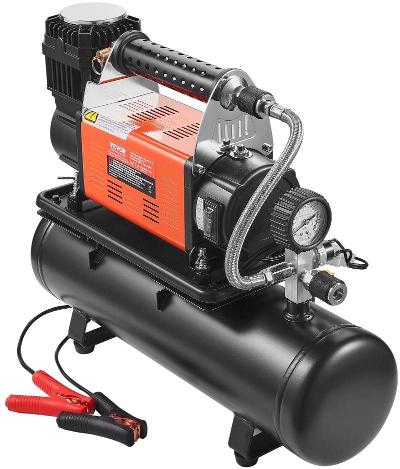 VEVOR 12V Těžký vzduchový kompresor, 6 L nádrž 6.3 5CFM, hustilka pneumatik MAX 150 PSI/10,3 bar