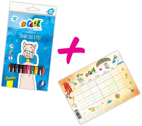 #COOL BY VICTORIA Barevné pastelky jumbo + DÁREK Rozvrh hodin