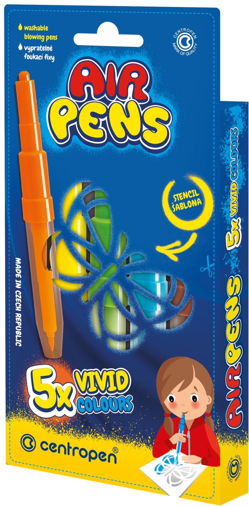 CENTROPEN Air Pens 1500, foukací, vivid colours, balení 5 ks