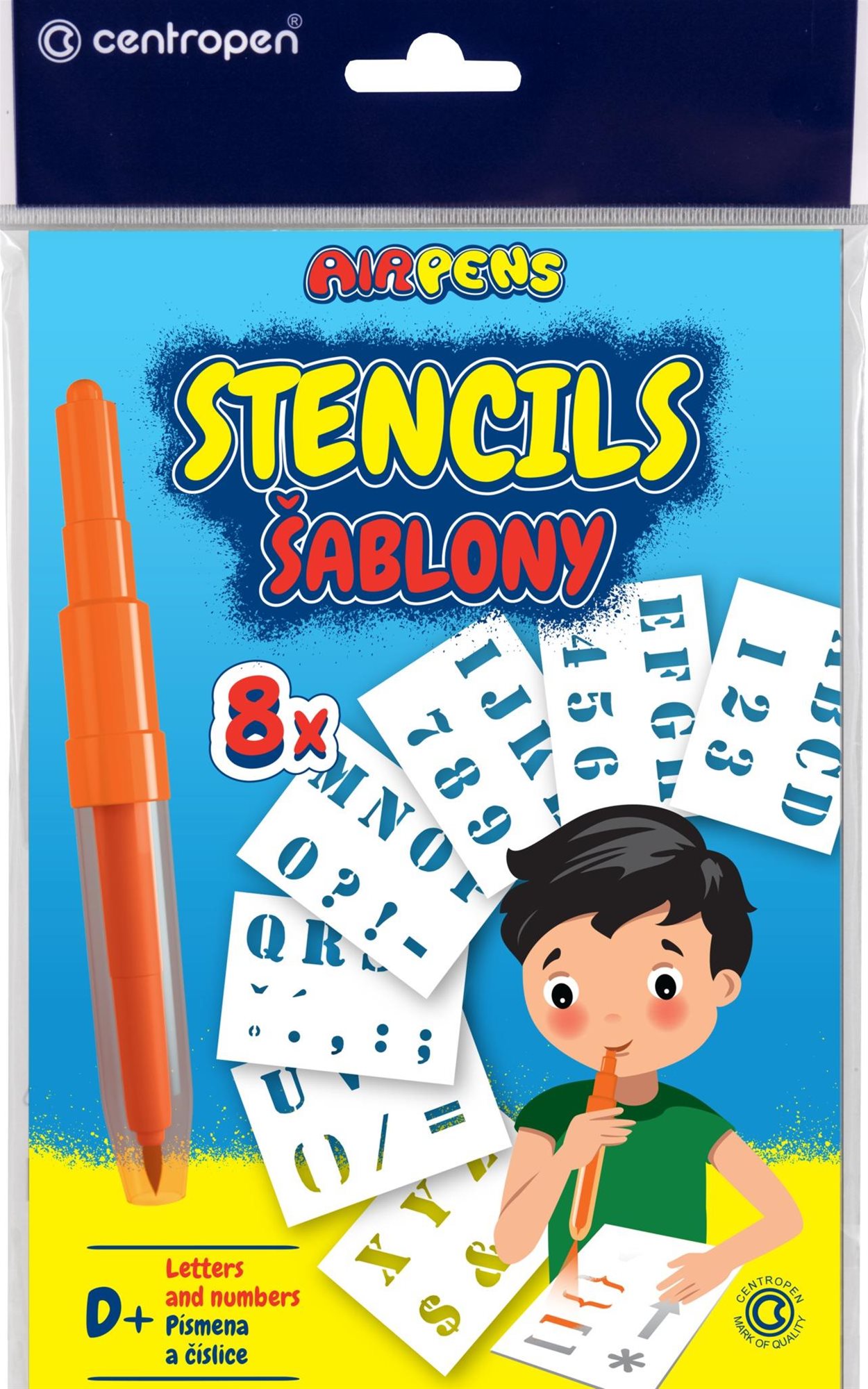 CENTROPEN šablony k foukacím fixům 9996 D + písmena, číslice