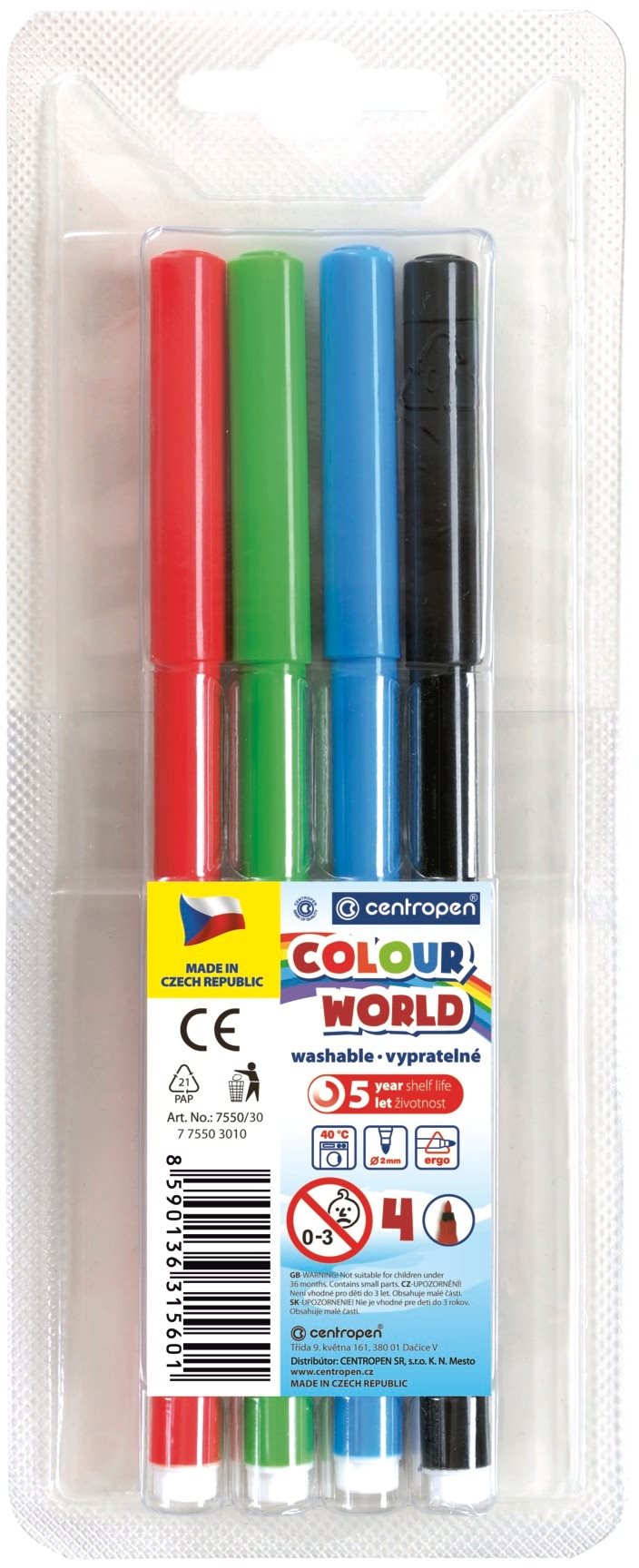 CENTROPEN popisovače RED 7550 4 ks