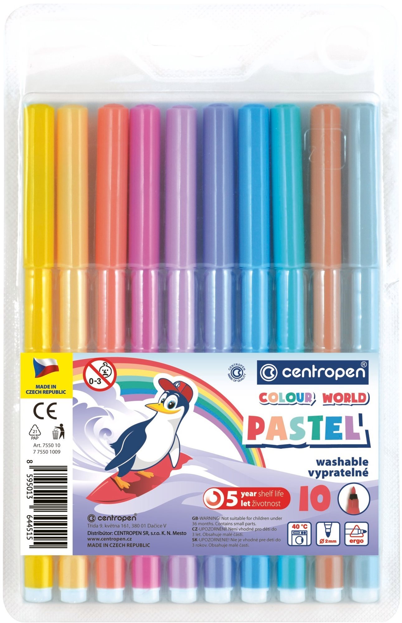 CENTROPEN popisovače RED 7550 pastel 10 ks