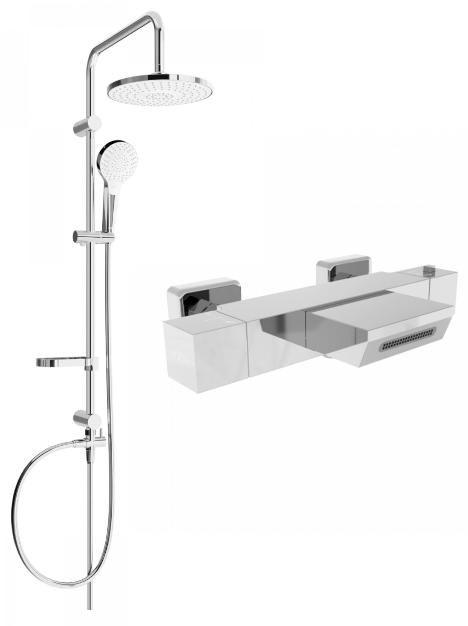 MEXEN Erik Sprchový sloup včetně vanové termostatické baterie Cube, chrom (77360205-00)