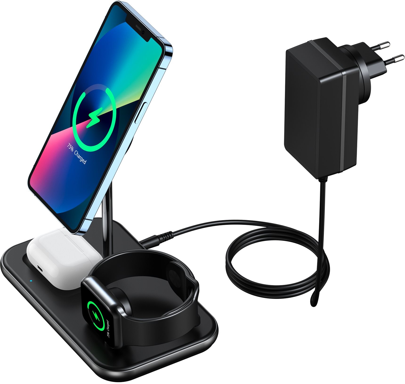 ChoeTech MFM certified 3 in 1 Magnetic Wireless Charger for Iphone 12/13/14/15 series and Apple watc
