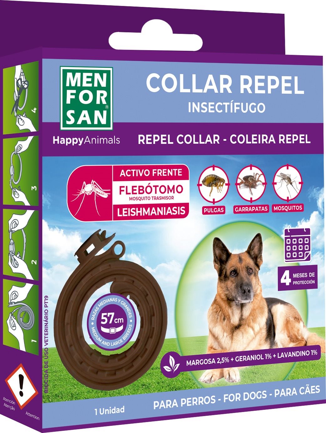 Menforsan Přírodní antiparazitní obojek pro psy odpuzující klíšťata a blechy 57 cm