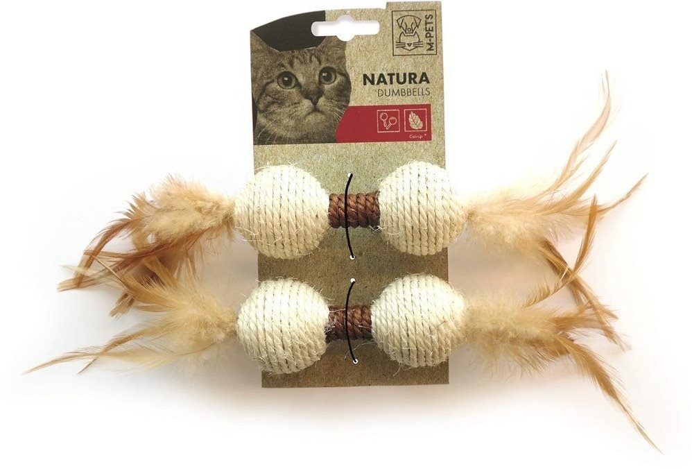 M-Pets NATURA sisalové hračky s peřím 24 × 4,5 × 4,5 cm