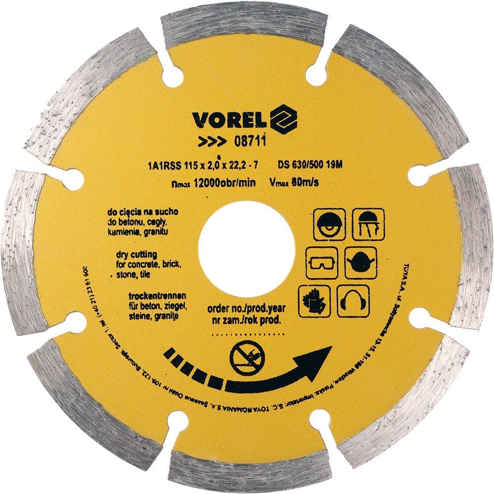 VOREL Kotouč diamantový 115 x 22,2 x 2,0 mm TO-08711