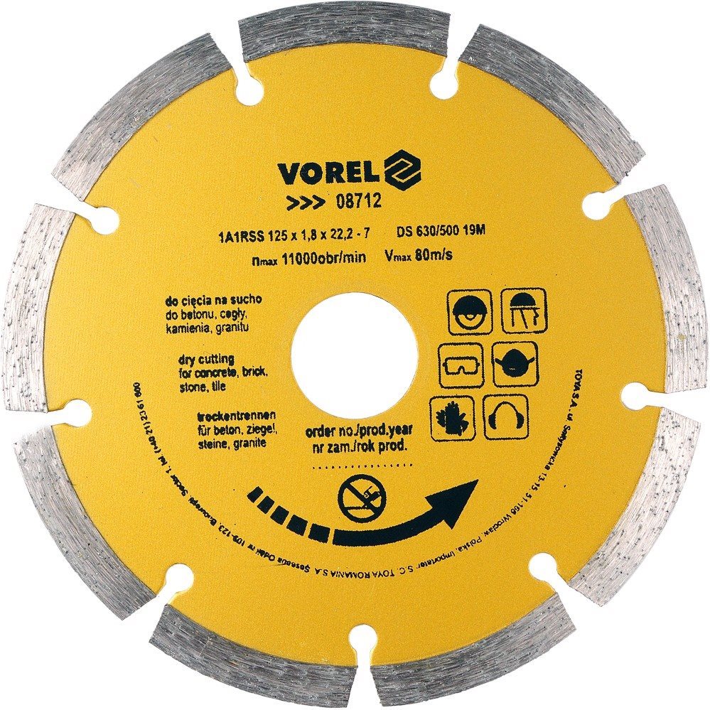 VOREL Kotouč diamantový 125 x 22,2 x 1,8 mm TO-08712