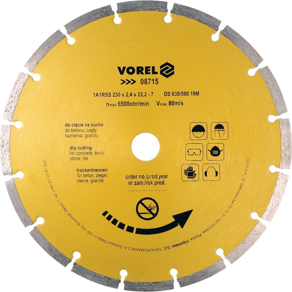 VOREL Kotouč diamantový 230 x 22,2 x 2,4 mm TO-08715