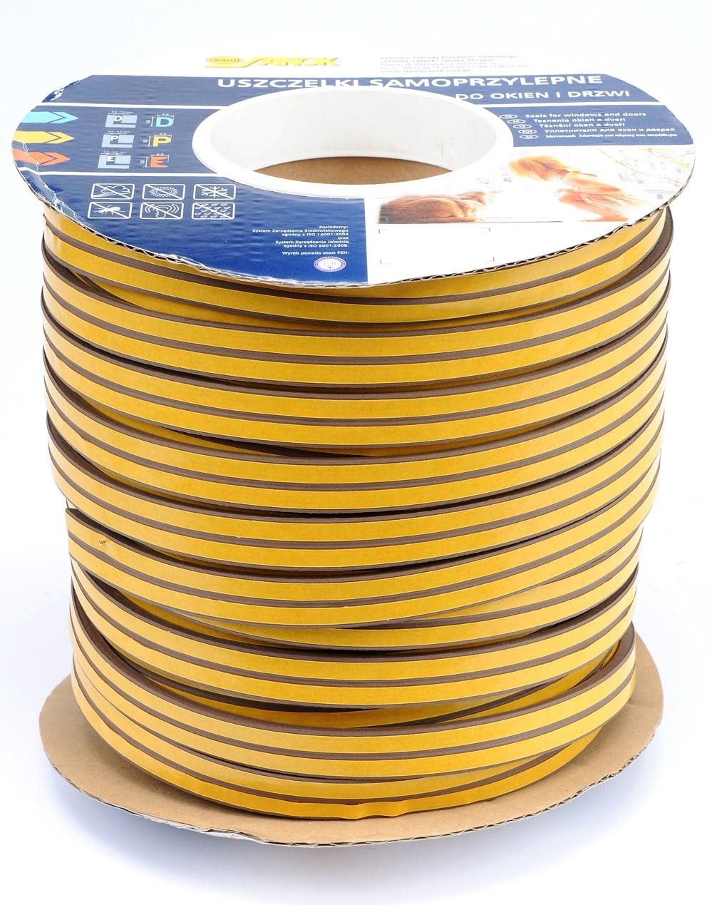 VOREL Těsnění do oken a dveří samolepící 9x5,5mm TYP P hnědé 100M TO-76766