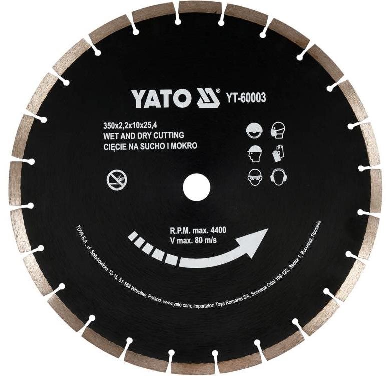YATO Kotouč řezný diamantový segmentovaný 350 x 25,4 x 3,4 mm YT-60003