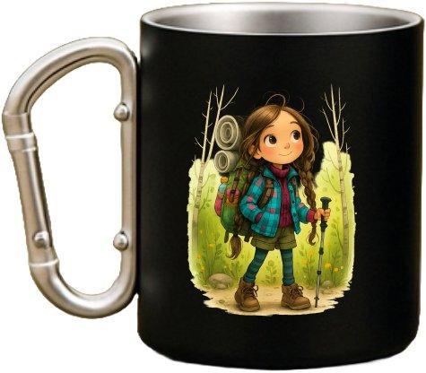 Coolkousky Plechový hrnek černý s karabinou - každý krok