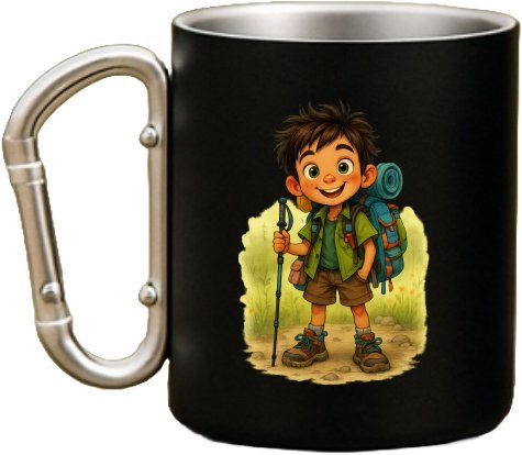 Coolkousky Plechový hrnek černý s karabinou - dobrodružství začíná II