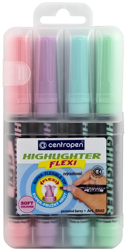CENTROPEN zvýrazňovač 8542 flexi soft 4 ks