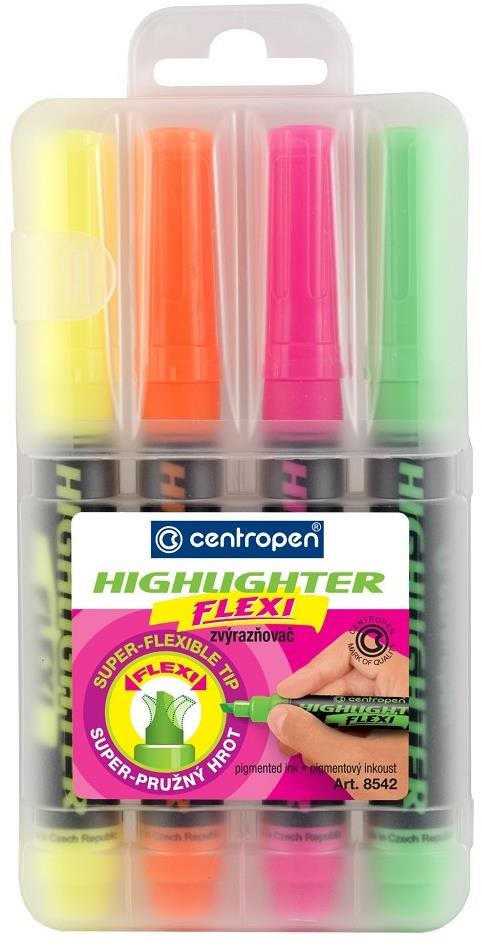 CENTROPEN zvýrazňovač 8542 flexi 4 ks