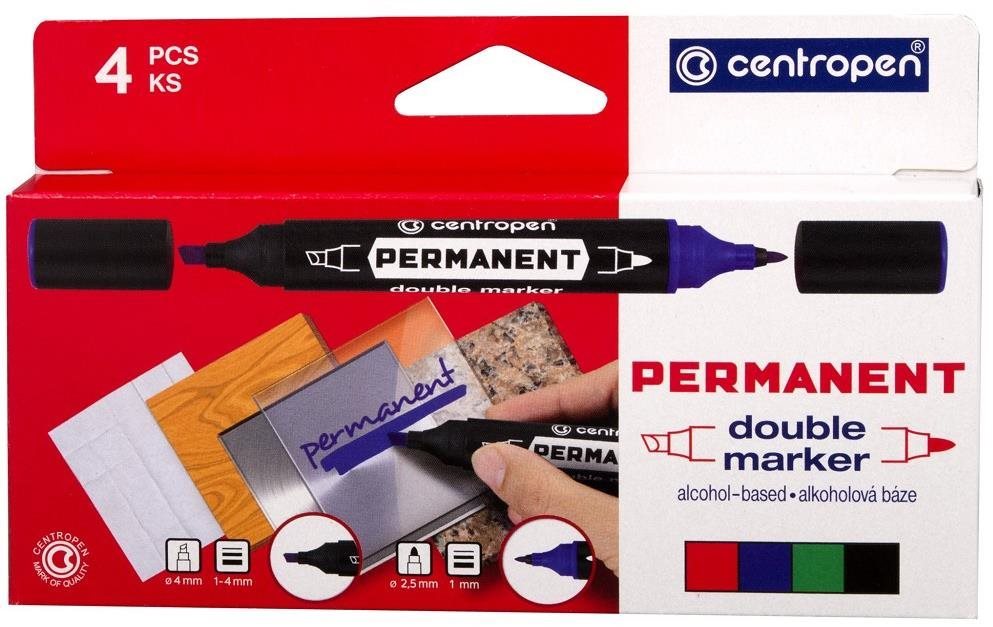 CENTROPEN značkovač pernament Double Marker 1666 4 ks