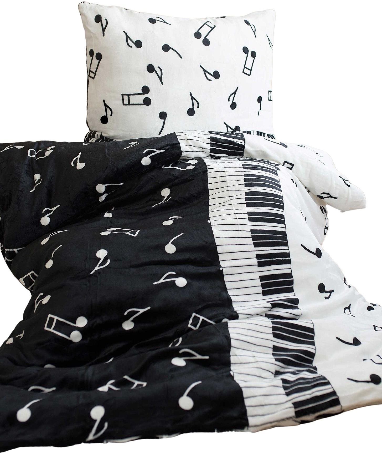 Jerry Fabrics Povlečení mikroflanel Noty 140 × 200, 70 × 90 cm