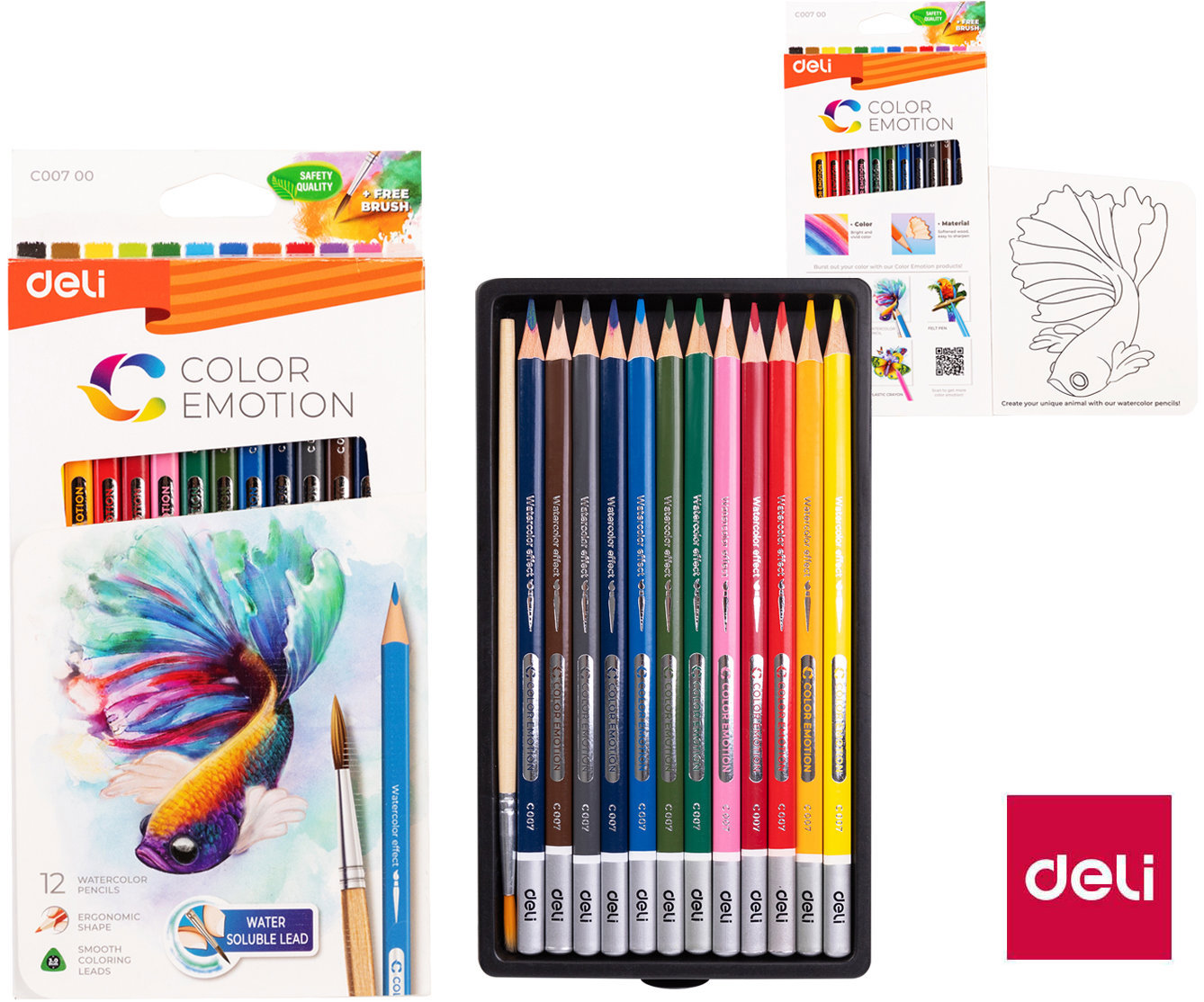 DELI Color Emotion akvarelové, 12 barev