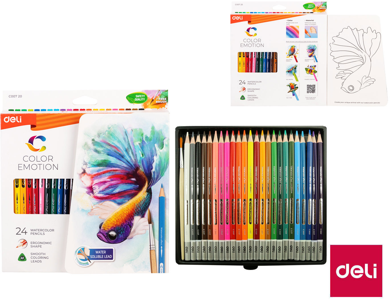 DELI Color Emotion akvarelové, 24 barev