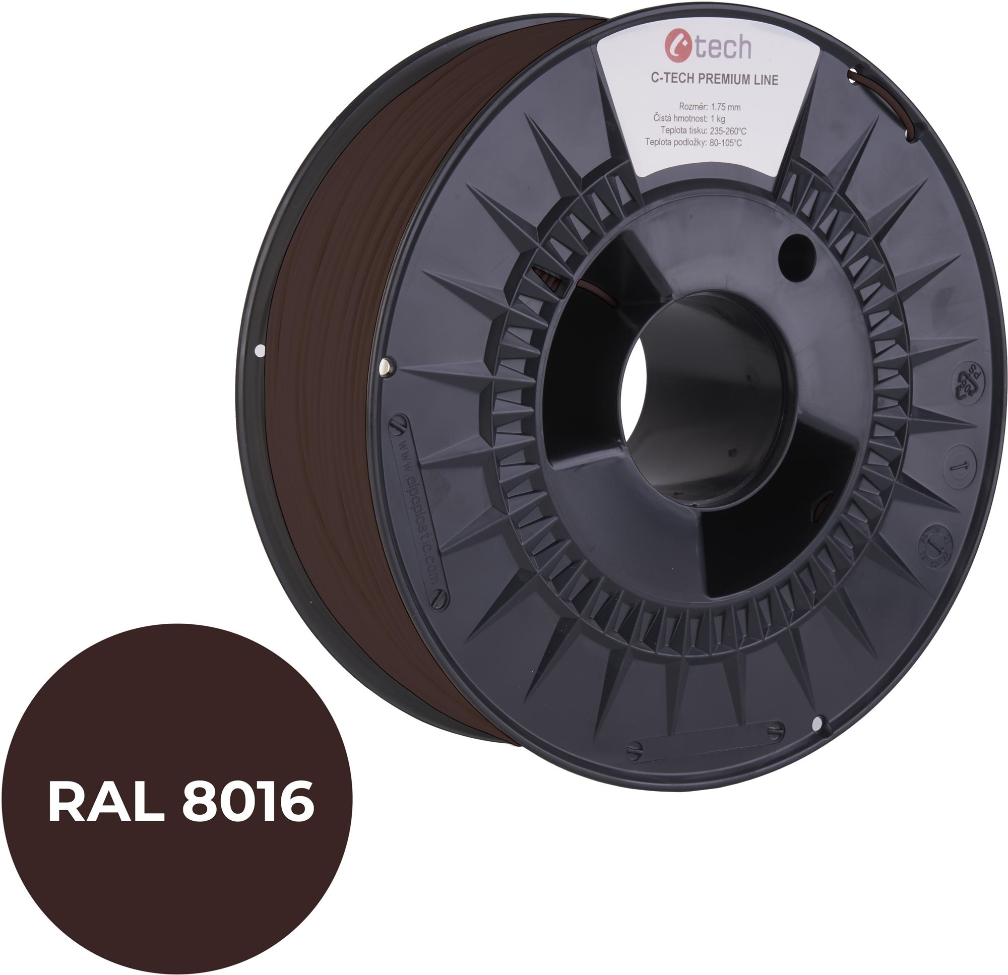 C-TECH filament PREMIUM LINE PETG mahagonová hnědá RAL8016