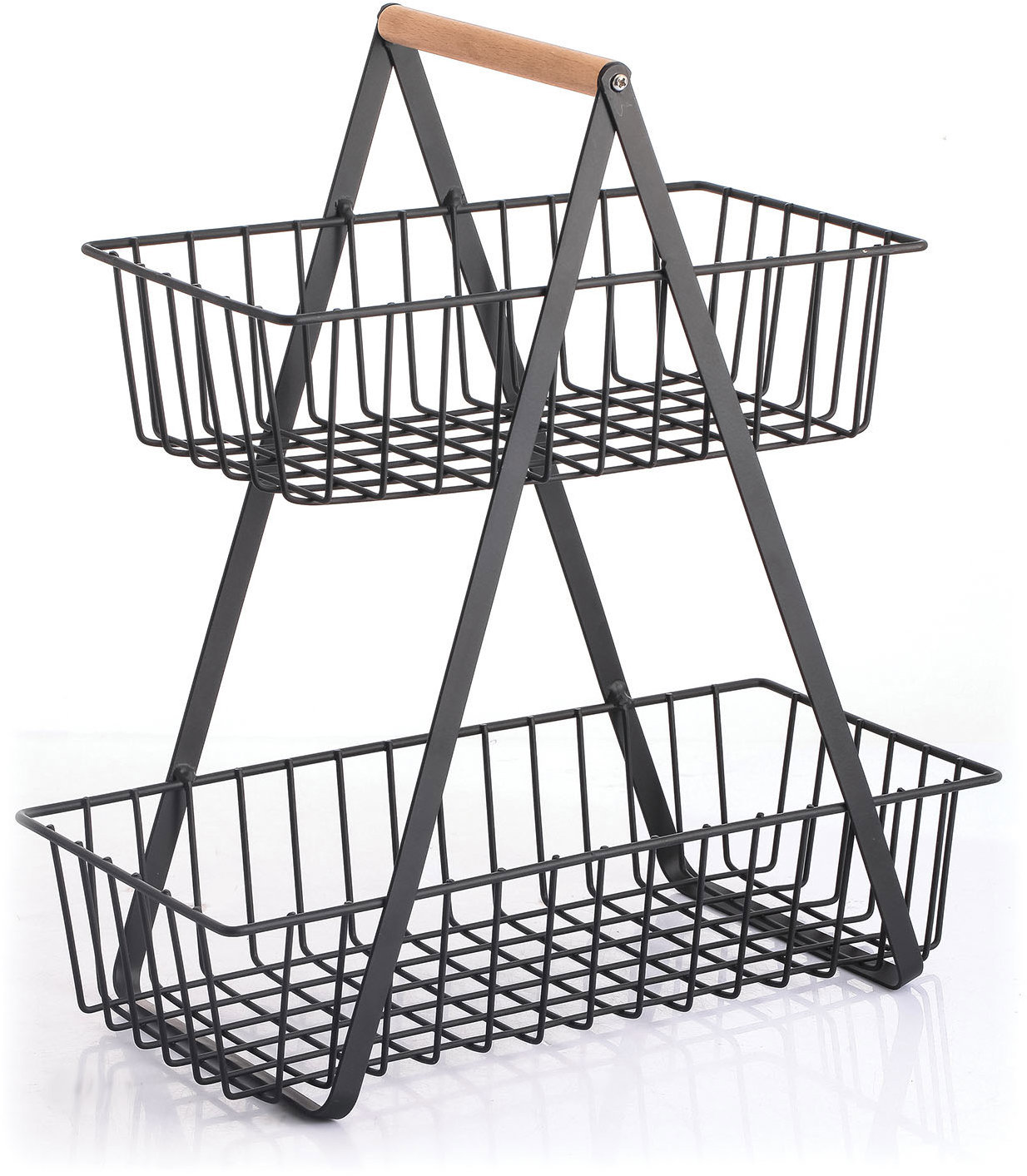 MSV 2 patrový košík Elie, do kuchyně, černý, ocel, dřevo